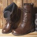 Men Retro Non Slip Button Casual Lace Up Western Boots