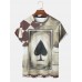 Men Spade Print Playing Card Retro Style T  Shirts